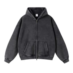 American Fried Street Insoversize Cardigan Sweater Men and Women Loose Old Zipper Fleece Hooded Lazy Jacket
