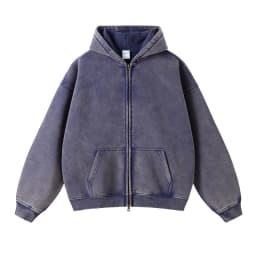 American Fried Street Insoversize Cardigan Sweater Men and Women Loose Old Zipper Fleece Hooded Lazy Jacket