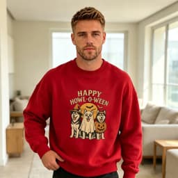 Happy Howl O Ween Dogs Men Halloween Graphic Sweatshirt Spooky Dog Costume Art Top Pet Adoption Event Hoodie