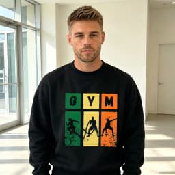Retro Gym Color Blocks Men Sport Fitness Sweatshirt Basketball Silhouette Top Training Wear Athletic Hoodie
