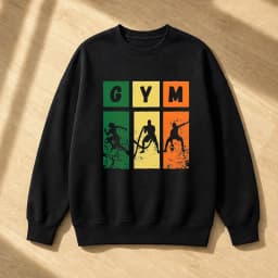 Retro Gym Color Blocks Men Sport Fitness Sweatshirt Basketball Silhouette Top Training Wear Athletic Hoodie