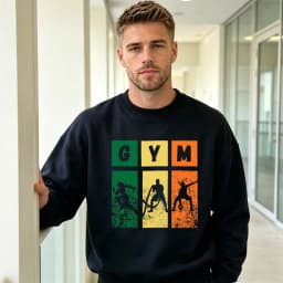 Retro Gym Color Blocks Men Sport Fitness Sweatshirt Basketball Silhouette Top Training Wear Athletic Hoodie