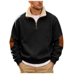 Coral Fleece Turtleneck Mens Sweatshirts Fall And Winter Retro Half Zipper Open Front Large Long Sleeve Top Mens Pullover Hoodie