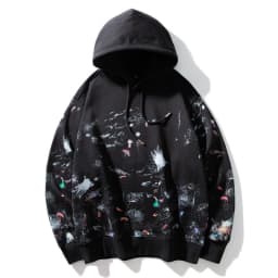 American Graffiti Print Hoodie for Men 2026 Autumn Winter New Men's High Street Loose Hooded Pullover Sweatshirt Y2k Streetwear
