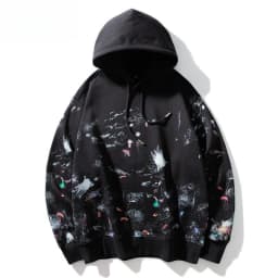 American Graffiti Print Hoodie for Men 2026 Autumn Winter New Men's High Street Loose Hooded Pullover Sweatshirt Y2k Streetwear