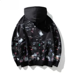 American Graffiti Print Hoodie for Men 2026 Autumn Winter New Men's High Street Loose Hooded Pullover Sweatshirt Y2k Streetwear