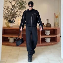 Men's Fashion Short Style Temperament Bottom Shirt Personalized Zipper Design Long Sleeve T-shirts
