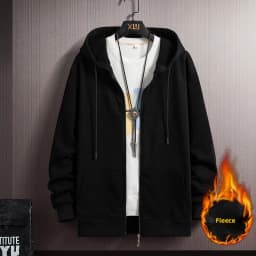 Men's Oversized Hoodie Cardigan Autumn Winter Fleece Zipper Loose Casual Top Elastic Long Sleeve Youth Trendy Color