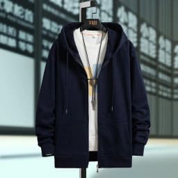 Men's Oversized Hoodie Cardigan Autumn Winter Fleece Zipper Loose Casual Top Elastic Long Sleeve Youth Trendy Color