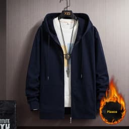 Men's Oversized Hoodie Cardigan Autumn Winter Fleece Zipper Loose Casual Top Elastic Long Sleeve Youth Trendy Color
