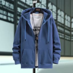 Men's Oversized Hoodie Cardigan Autumn Winter Fleece Zipper Loose Casual Top Elastic Long Sleeve Youth Trendy Color