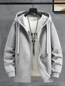 Men's Oversized Hoodie Cardigan Autumn Winter Fleece Zipper Loose Casual Top Elastic Long Sleeve Youth Trendy Color