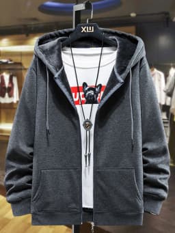 Men's Oversized Hoodie Cardigan Autumn Winter Fleece Zipper Loose Casual Top Elastic Long Sleeve Youth Trendy Color