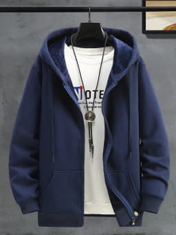 Men's Oversized Hoodie Cardigan Autumn Winter Fleece Zipper Loose Casual Top Elastic Long Sleeve Youth Trendy Color