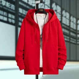 Men's Oversized Hoodie Cardigan Autumn Winter Fleece Zipper Loose Casual Top Elastic Long Sleeve Youth Trendy Color