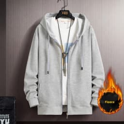 Men's Oversized Hoodie Cardigan Autumn Winter Fleece Zipper Loose Casual Top Elastic Long Sleeve Youth Trendy Color
