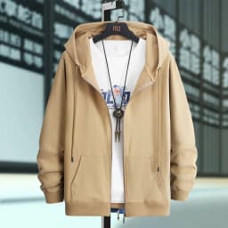 Men's Oversized Hoodie Cardigan Autumn Winter Fleece Zipper Loose Casual Top Elastic Long Sleeve Youth Trendy Color