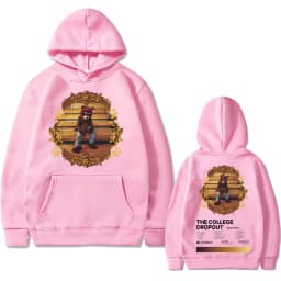 Rapper Kanye West The College Dropout Hip Hop Music Album Graphics Hoodie Men Casual Oversized Sweatshirt Men's Black Streetwear