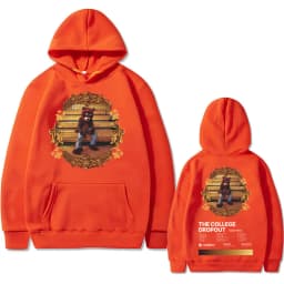 Rapper Kanye West The College Dropout Hip Hop Music Album Graphics Hoodie Men Casual Oversized Sweatshirt Men's Black Streetwear