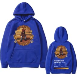 Rapper Kanye West The College Dropout Hip Hop Music Album Graphics Hoodie Men Casual Oversized Sweatshirt Men's Black Streetwear