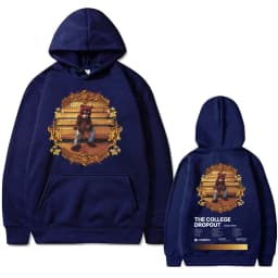 Rapper Kanye West The College Dropout Hip Hop Music Album Graphics Hoodie Men Casual Oversized Sweatshirt Men's Black Streetwear
