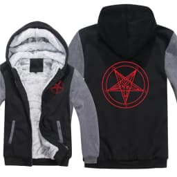 Pentagram Hoodies Men Cool Coat Thicken Church of Satan Baphomet Knights Templar Pentagram Sweatshirt Mans Jacket Hoody