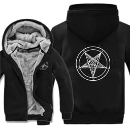 Pentagram Hoodies Men Cool Coat Thicken Church of Satan Baphomet Knights Templar Pentagram Sweatshirt Mans Jacket Hoody