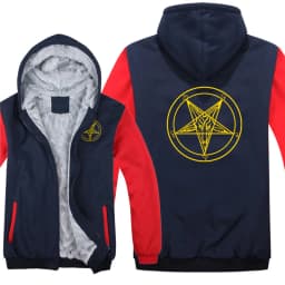 Pentagram Hoodies Men Cool Coat Thicken Church of Satan Baphomet Knights Templar Pentagram Sweatshirt Mans Jacket Hoody