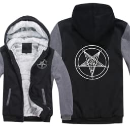 Pentagram Hoodies Men Cool Coat Thicken Church of Satan Baphomet Knights Templar Pentagram Sweatshirt Mans Jacket Hoody