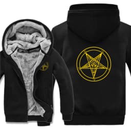 Pentagram Hoodies Men Cool Coat Thicken Church of Satan Baphomet Knights Templar Pentagram Sweatshirt Mans Jacket Hoody
