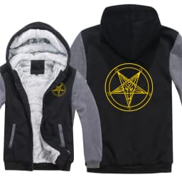 Pentagram Hoodies Men Cool Coat Thicken Church of Satan Baphomet Knights Templar Pentagram Sweatshirt Mans Jacket Hoody