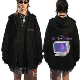 TV Girl Who Really Cares Graphic Print Zipper Hoodie Men Women Fashion Casual Oversized Zip Up Jacket Male Fleece Sweatshirts