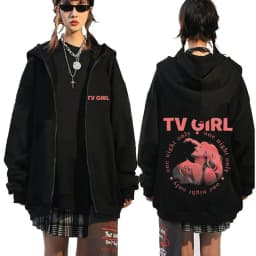 TV Girl Who Really Cares Graphic Print Zipper Hoodie Men Women Fashion Casual Oversized Zip Up Jacket Male Fleece Sweatshirts