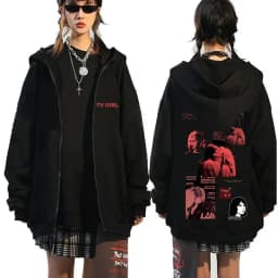 TV Girl Who Really Cares Graphic Print Zipper Hoodie Men Women Fashion Casual Oversized Zip Up Jacket Male Fleece Sweatshirts