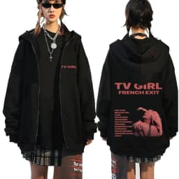 TV Girl Who Really Cares Graphic Print Zipper Hoodie Men Women Fashion Casual Oversized Zip Up Jacket Male Fleece Sweatshirts