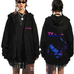 TV Girl Who Really Cares Graphic Print Zipper Hoodie Men Women Fashion Casual Oversized Zip Up Jacket Male Fleece Sweatshirts