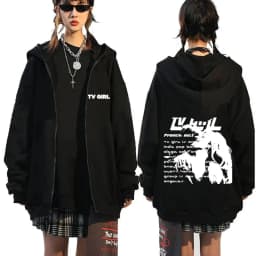 TV Girl Who Really Cares Graphic Print Zipper Hoodie Men Women Fashion Casual Oversized Zip Up Jacket Male Fleece Sweatshirts