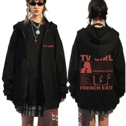 TV Girl Who Really Cares Graphic Print Zipper Hoodie Men Women Fashion Casual Oversized Zip Up Jacket Male Fleece Sweatshirts