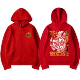 Anime JoJo's Bizarre Adventure Johnny Joestar STEEL BALL RUN Graphic Zipper Hoodie Men Women's Casual Vintage Zip Up Sweatshirt