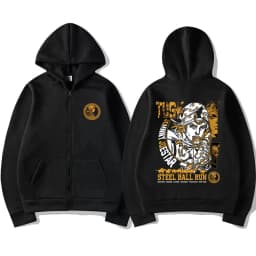 Anime JoJo's Bizarre Adventure Johnny Joestar STEEL BALL RUN Graphic Zipper Hoodie Men Women's Casual Vintage Zip Up Sweatshirt