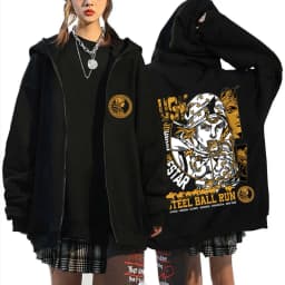 Anime JoJo's Bizarre Adventure Johnny Joestar STEEL BALL RUN Graphic Zipper Hoodie Men Women's Casual Vintage Zip Up Sweatshirt