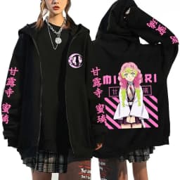 2026 Chinese New Year Anime Kanroji Mitsuri Printed Hoodie Cartoon Zipper Hoodie Men's Zipper Pullover Harajuku Sweatshirt