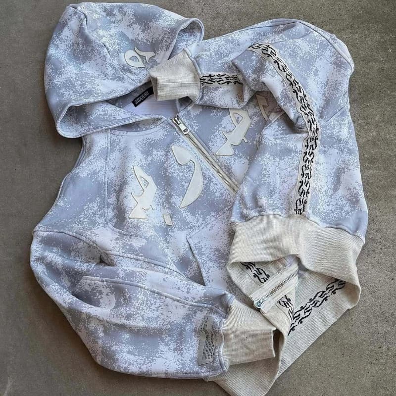Autumn light color loose classic style 2025 new elastic zipper camouflage casual street high-end hip-hop street jacket