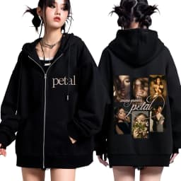Ariana Grande Petal Album Print Zipper Hoodie Men Women Fashion Sweatshirt Long Sleeves Loose Casual Oversized Zip Up Jacket