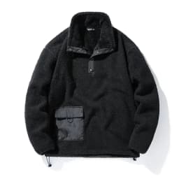 New Men's Sweatshirts Fashion Patchwork Pocket Fleece-lined Warm Pullover Tops Male Polar-fleece Loose Casual Hoodies Coats