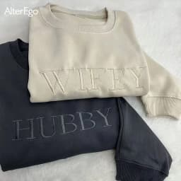 Wifey Hubby Personalized Embroidery Sweatshirt Custom Mr Mrs Pullover Wife Bride Groom Sweatshirts Unisex Sweatshirts Crew Necks