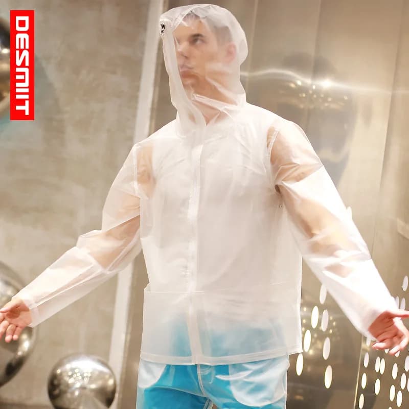 Cross-border new solid color, men's trendy windproof jacket waterproof transparent beach jacket raincoat S2904