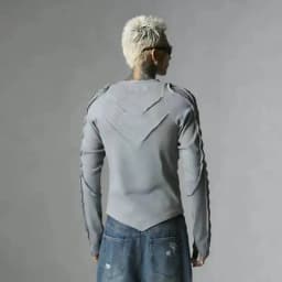 PFNW Fashionable Washed Distressed Slim Fit Top Men's Round Neck Casual Long Sleeved T-shirt 2026 Spring New 28L1595