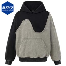 Vintage Patchwork Hoodies Men Streetwear Harajuku Hip Hop Hoodie Unisex Casual Loose Y2K Hoodies Pullover Sweatshirts