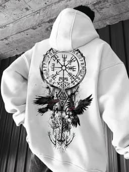 Oversize Hoodies Men Streetwear Autumn Vintage Gothic Printed Hooded Sweatshirts For Mens Hip Hop Long Sleeve Loose Hoodie Tops